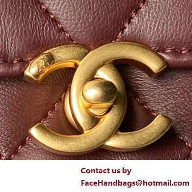 CHANEL Shiny Lambskin, Imitation Pearls  &  Gold-Tone Metal Mini Flap Bag AS4986 burgundy 2025